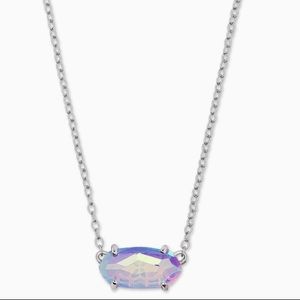 Silver Pendant Necklace In Gray Dichroic Glass